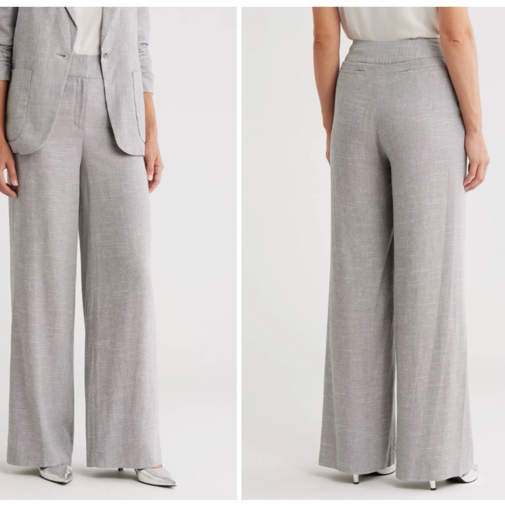 NWT Calvin Klein CK pants Light Gray High waist Wide-Leg Pants women